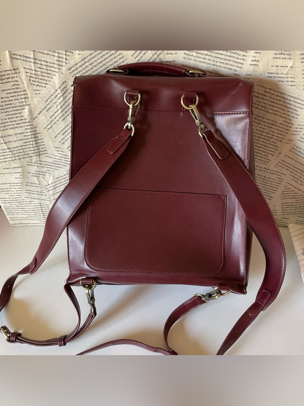 ECOSUSI Burgundy Leather Backpack Dark & Light Academia Aesthetic - Picture 3 of 9